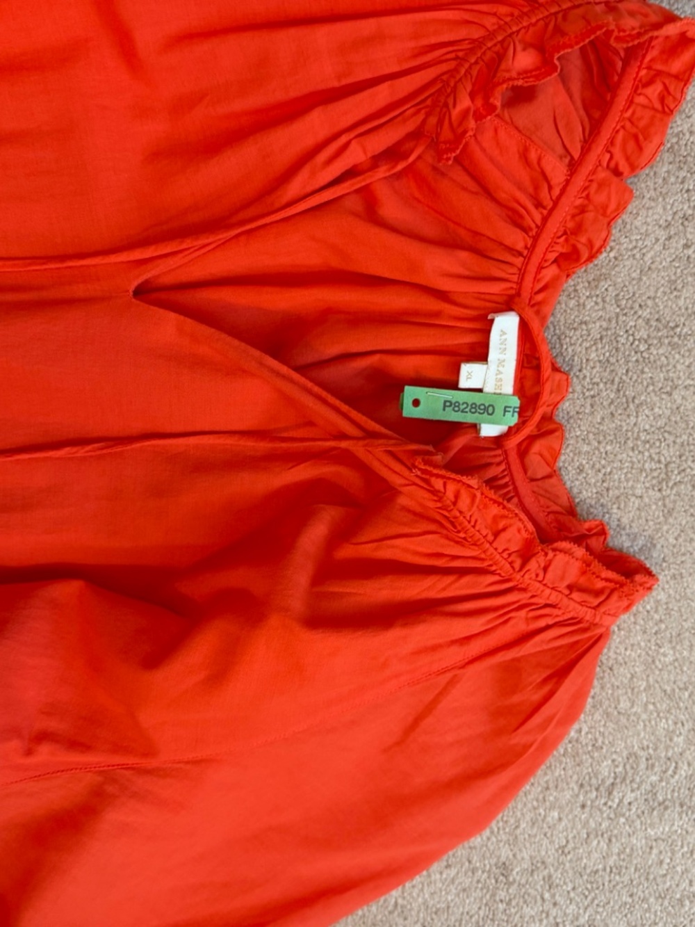 Ann Mashburn Cotton Linen Poppy Orange Red Eyelet Dress Size XL - Picture 2 of 7